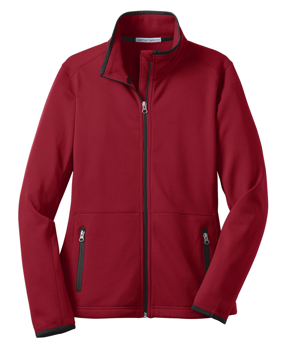 Front View of Garnet Red Port Authority Women's Pique Fleece Jacket. L222
