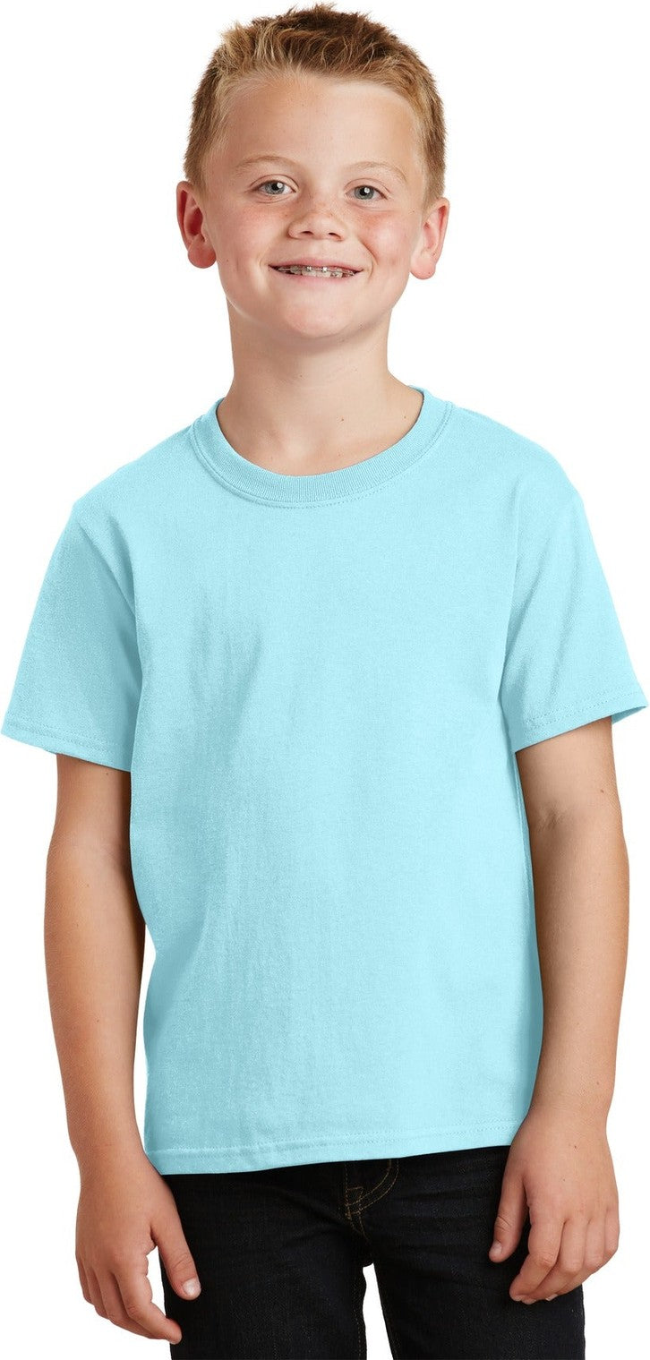 Front View of Glacier Port & Co Youth Beach Wash Garment-Dyed Tee. PC099Y