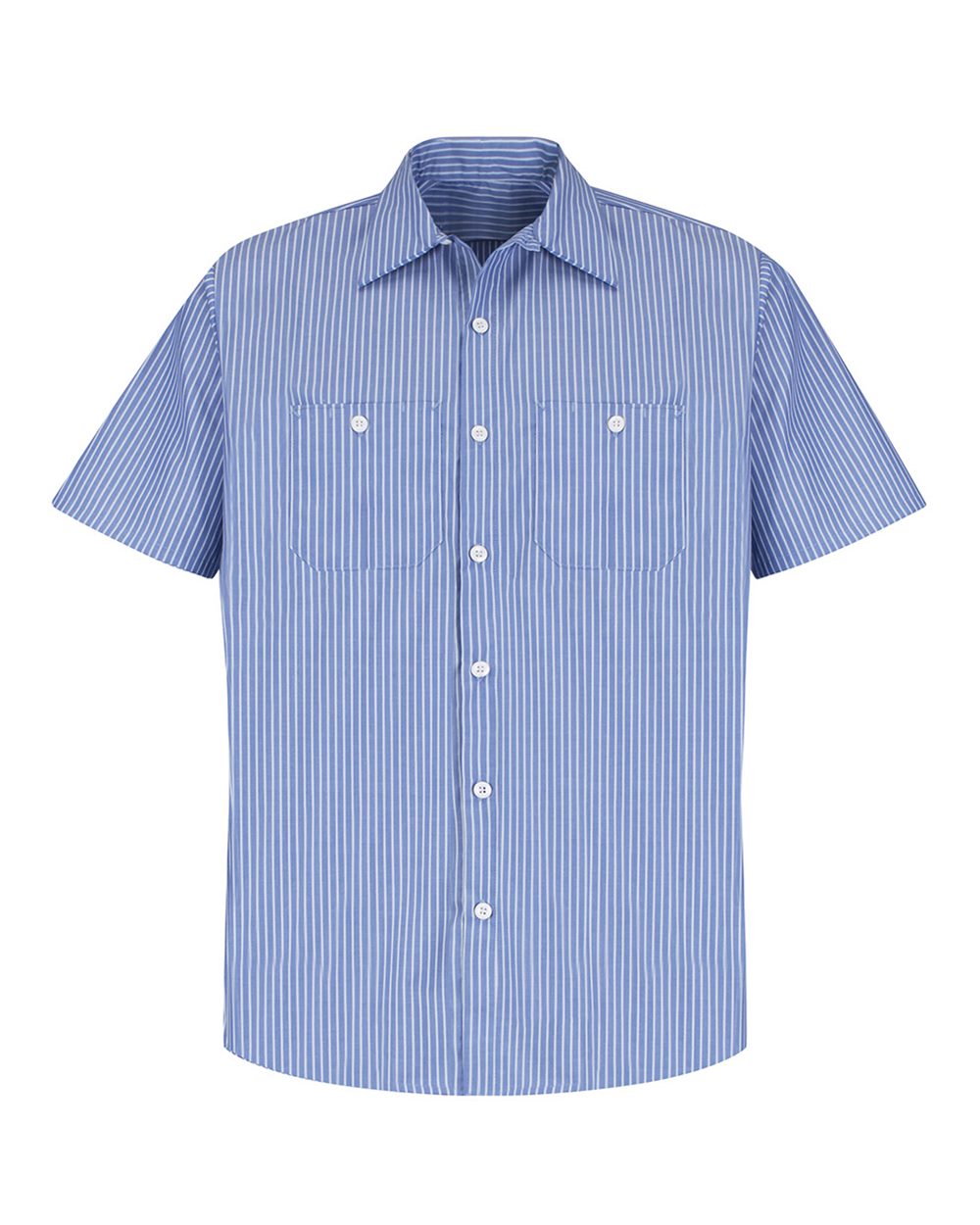 Front View of GM Blue/ White Premium Short Sleeve Work Shirt - Tall Sizes - SP20T