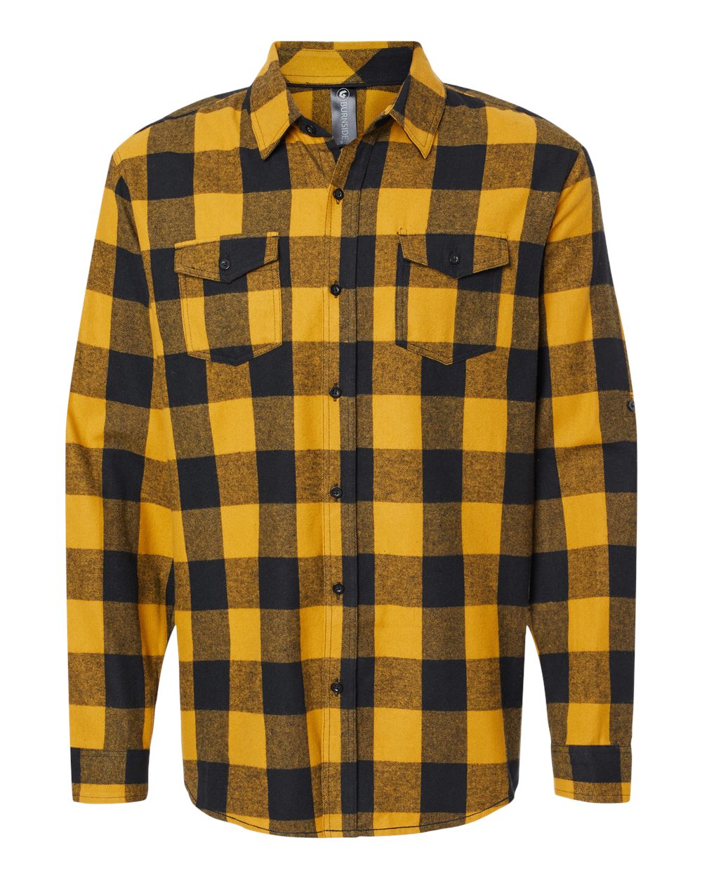 Front View of Gold/ Black Yarn-Dyed Flannel Shirt - 8210
