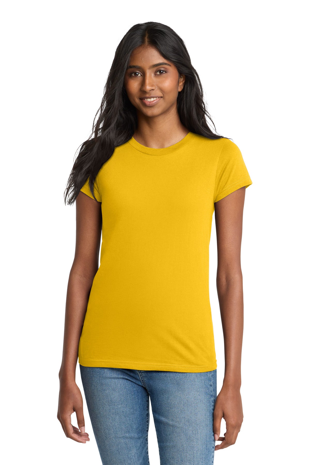 Front View of Gold District Women's Fitted The Concert Tee DT5001