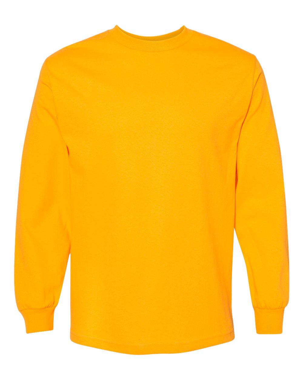 Front View of Gold Heavyweight Cotton Long Sleeve Tee - 1304