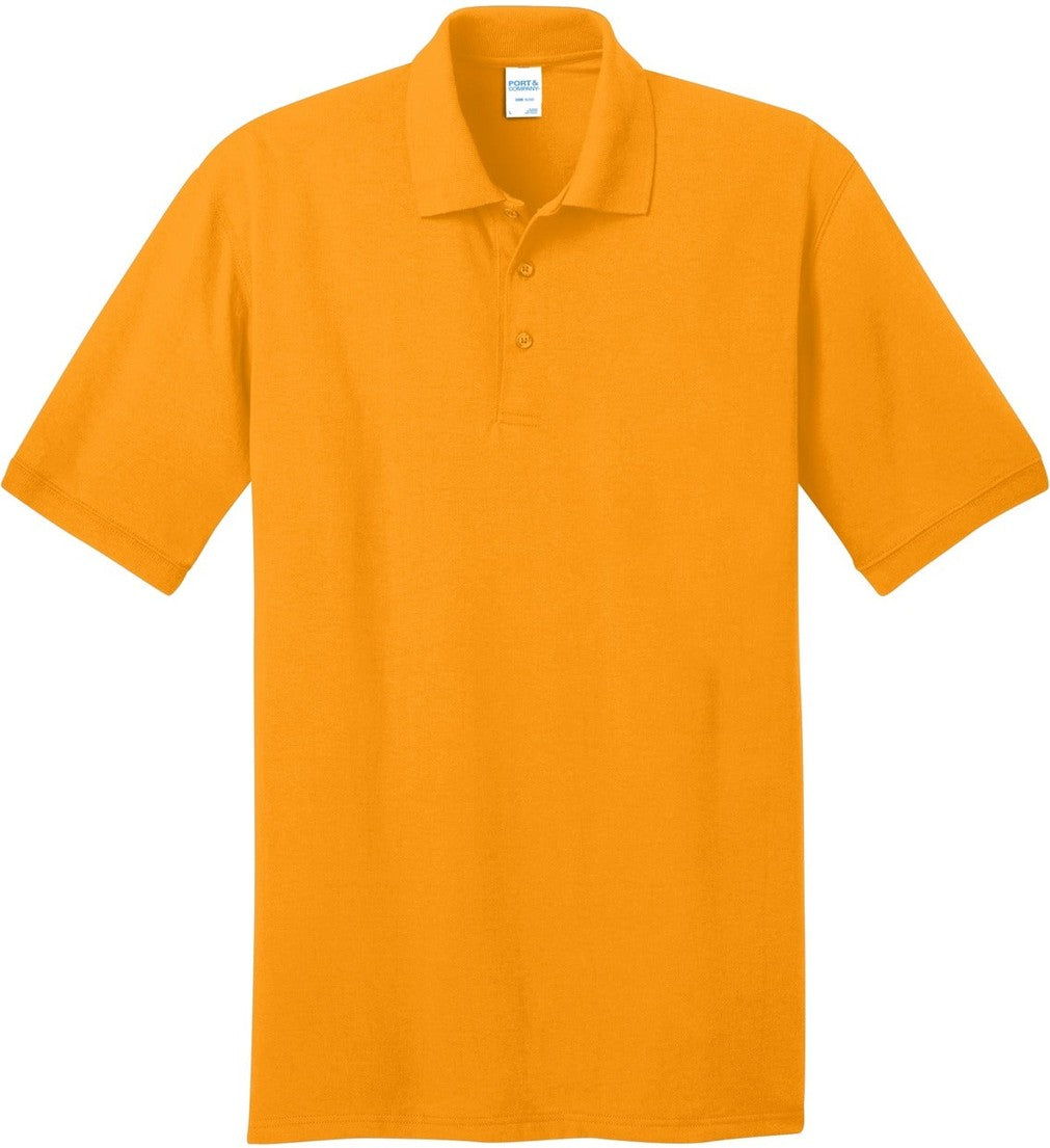 Front View of Gold Port & Co Core Blend Jersey Knit Polo. KP55