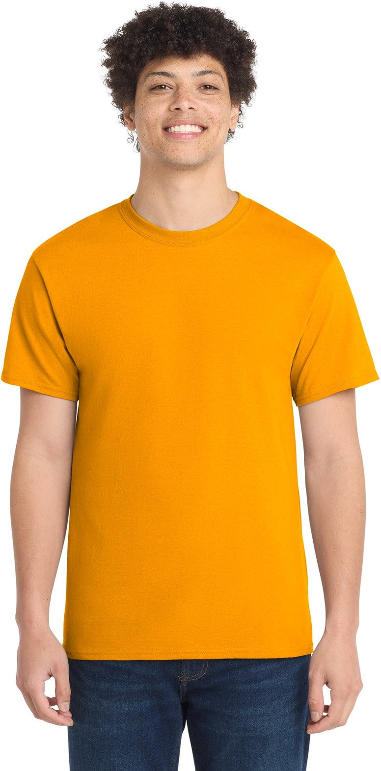 Front View of Gold Port & Co Core Cotton Tee. PC54