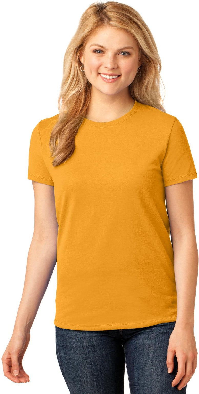 Front View of Gold Port & Co Women's Core Cotton Tee. LPC54