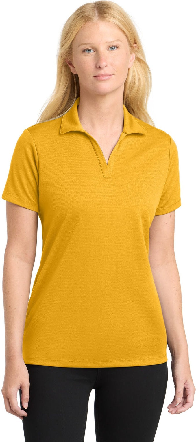 Front View of Gold Sport-Tek Women's PosiCharge RacerMesh Polo. LST640