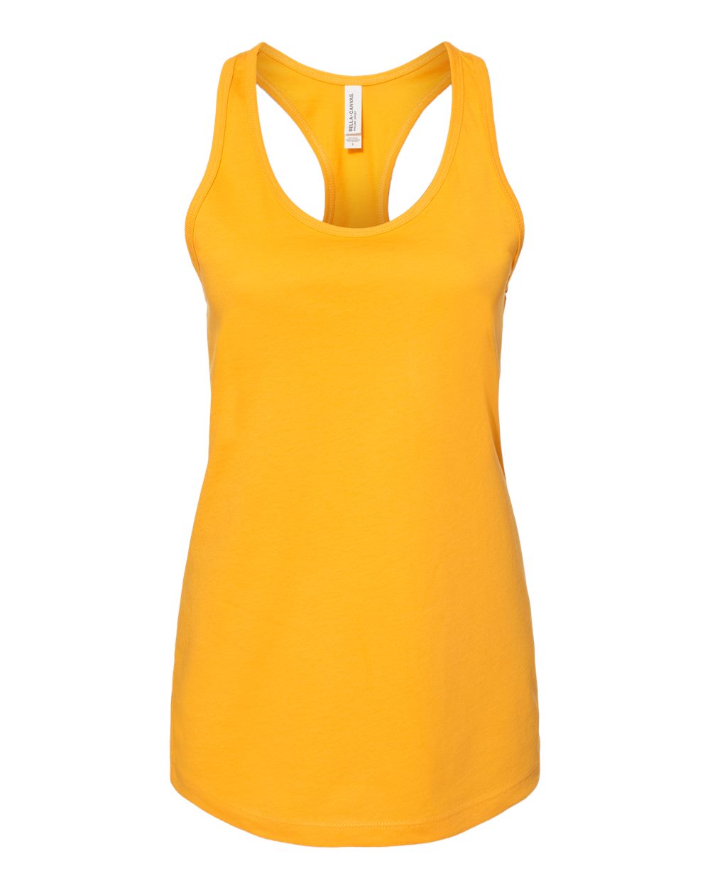 Front View of Gold Women&#39;s Jersey Racerback Tank - 6008