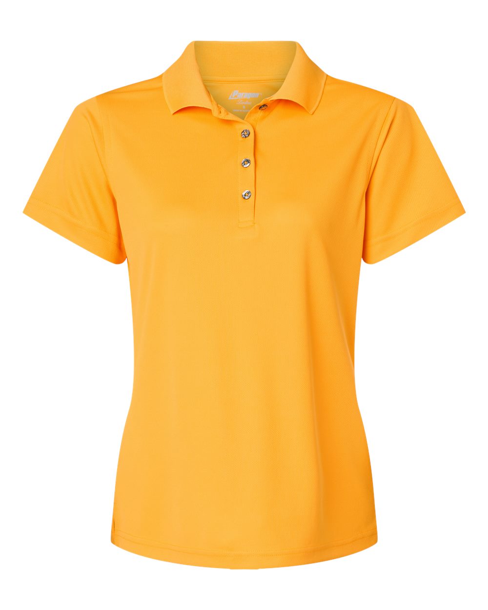 Front View of Gold Women's Saratoga Performance Mini Mesh Polo - 104