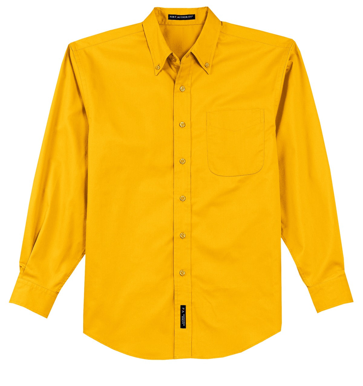 Front View of Gold/Gold Port Authority Long Sleeve Easy Care Shirt S608