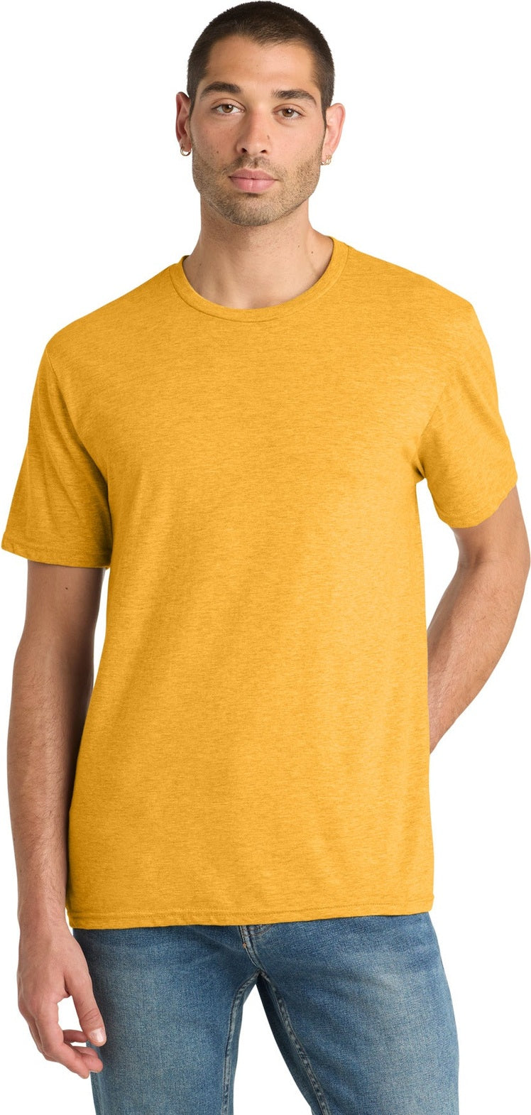 Front View of GoldHthr District Perfect Blend CVC Tee. DM108