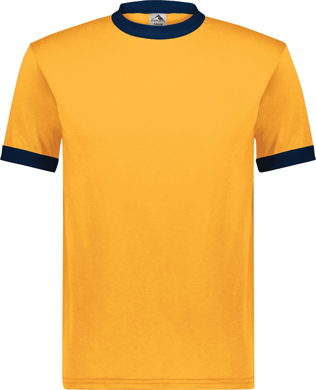 Front View of GOLD/NAVY ADULT RINGER T-SHIRT