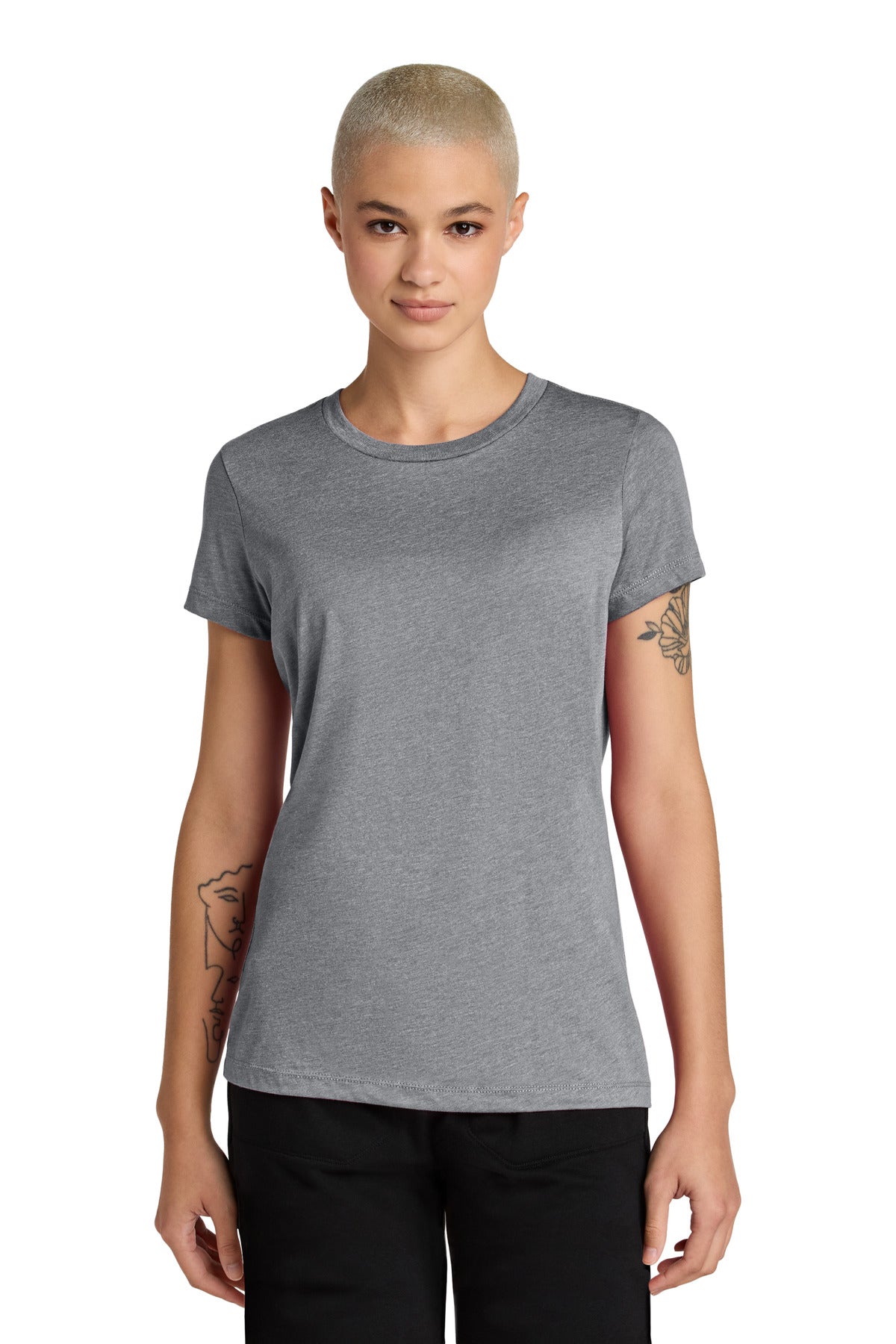 Front View of GphHeather District Women's Perfect Weight CVC Tee DT188