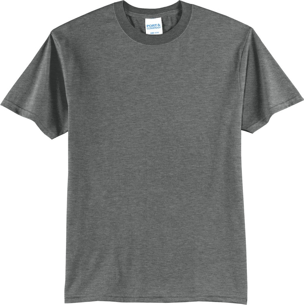 Front View of GphHeather Port & Co Core Blend Tee. PC55