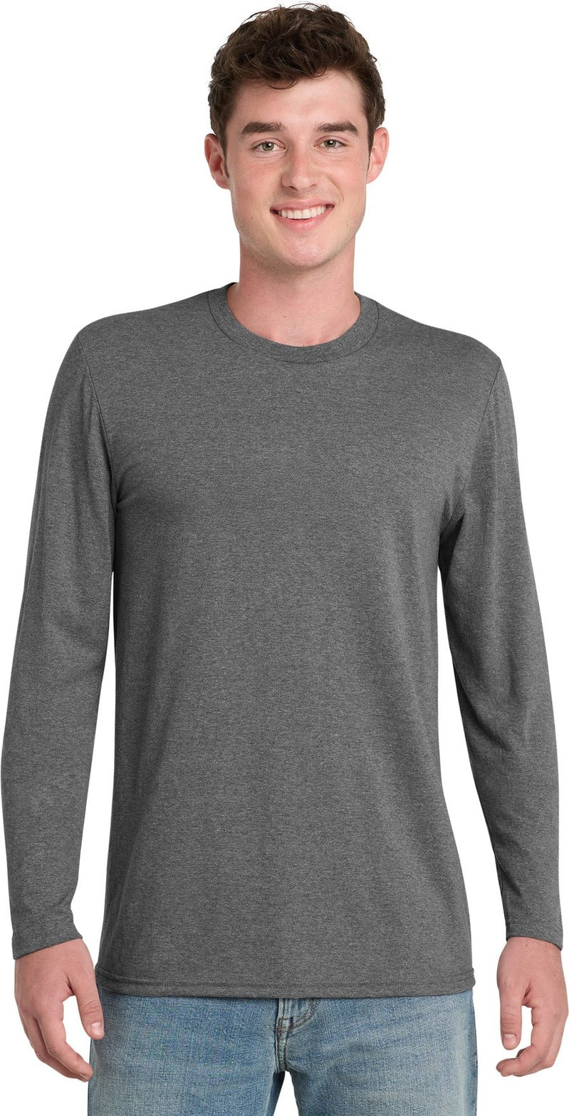 Front View of GphHeather Port & Co Tri-Blend Long Sleeve Tee. PC330LS