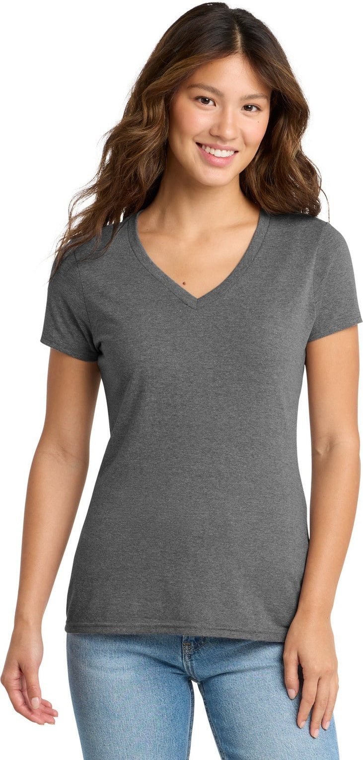 Front View of GphHeather Port & Co Women's Tri-Blend V-Neck Tee. LPC330V