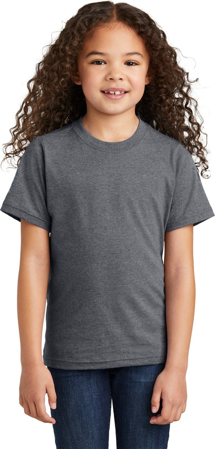 Front View of GphHeather Port & Co Youth Tri-Blend Tee PC330Y