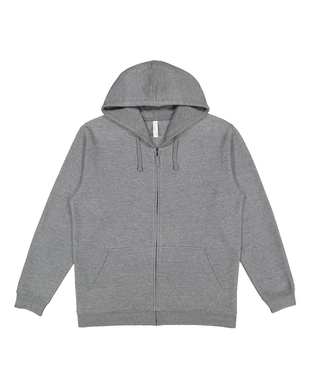 Front View of Granite Heather Full-Zip Fleece Hoodie - 6927
