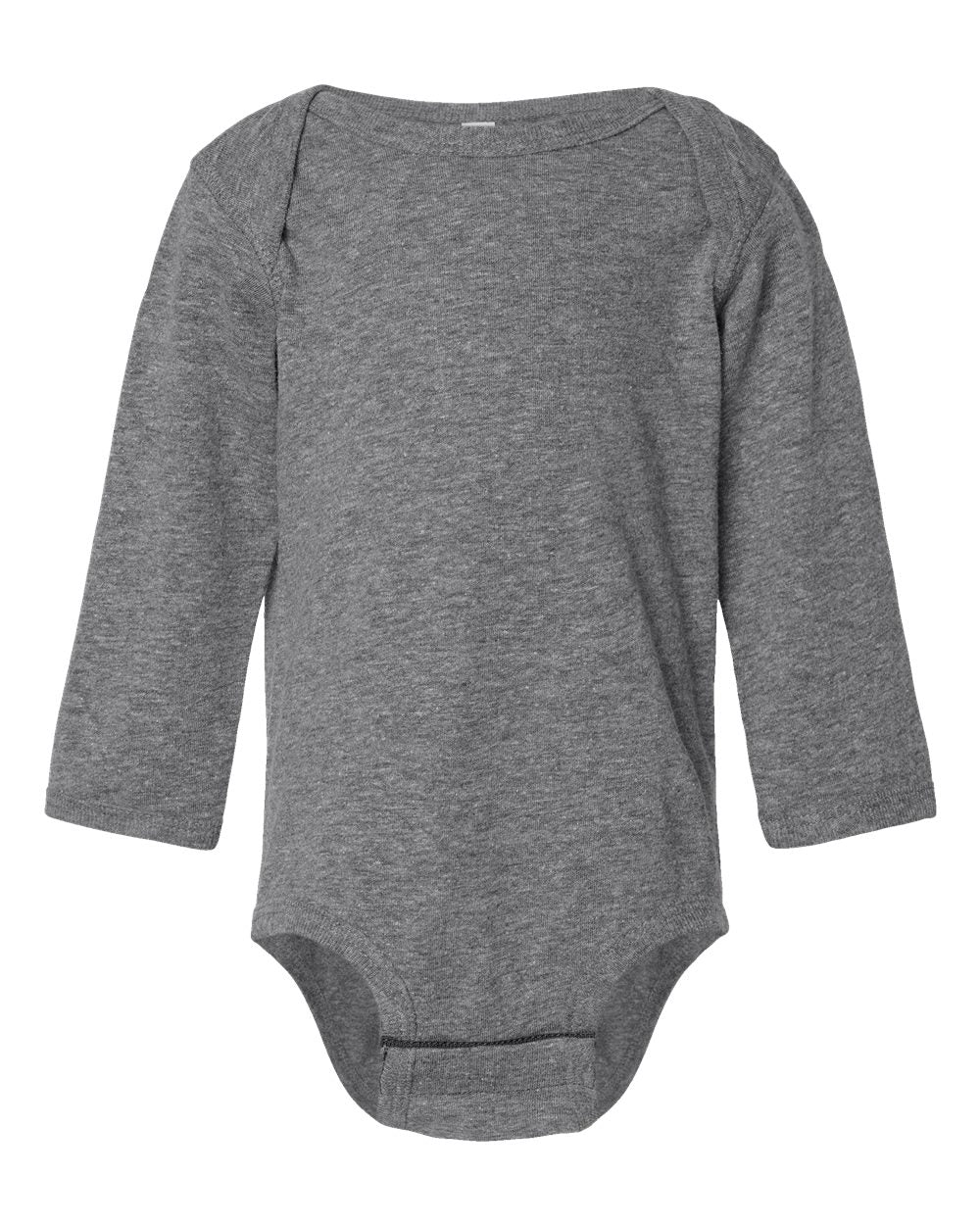 Front View of Granite Heather Infant Fine Jersey Long Sleeve Bodysuit - 4421