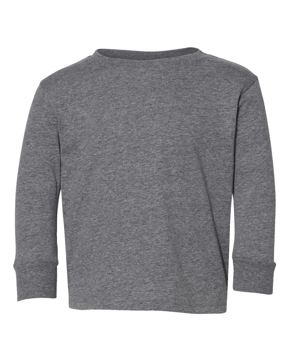 Front View of Granite Heather Toddler Fine Jersey Long Sleeve Tee - 3302