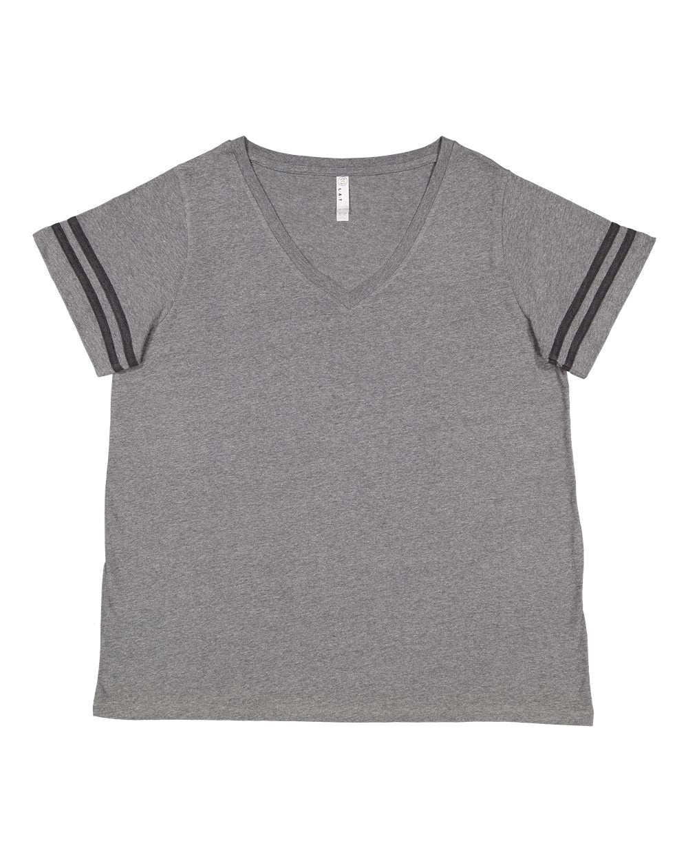 Front View of Granite Heather/ Vintage Smoke Curvy Collection Women's Vintage Football T-Shirt - 3837