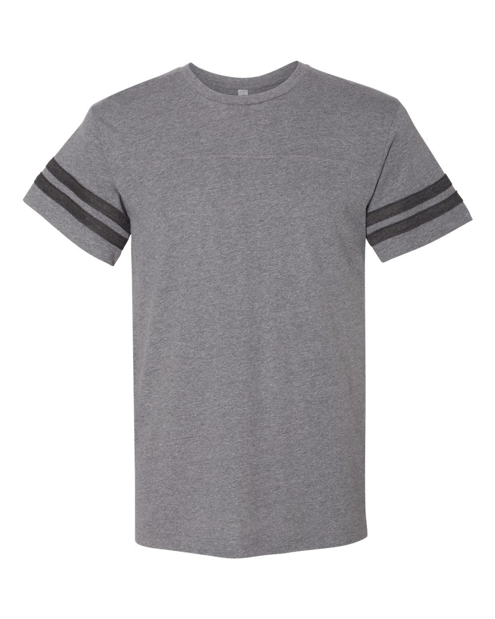 Front View of Granite Heather/ Vintage Smoke Football Fine Jersey Tee - 6937