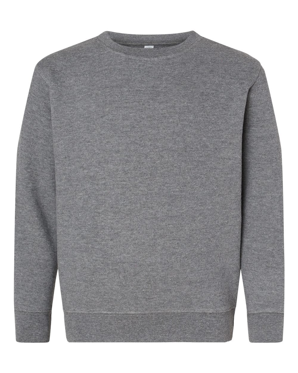 Front View of Granite Heather Youth Elevated Fleece Crewneck Sweatshirt - 2225