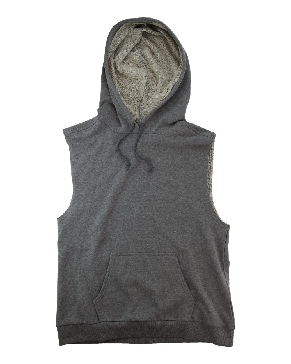 Front View of Granite Youth Stadium Hooded Sleeveless Sweatshirt - YR51