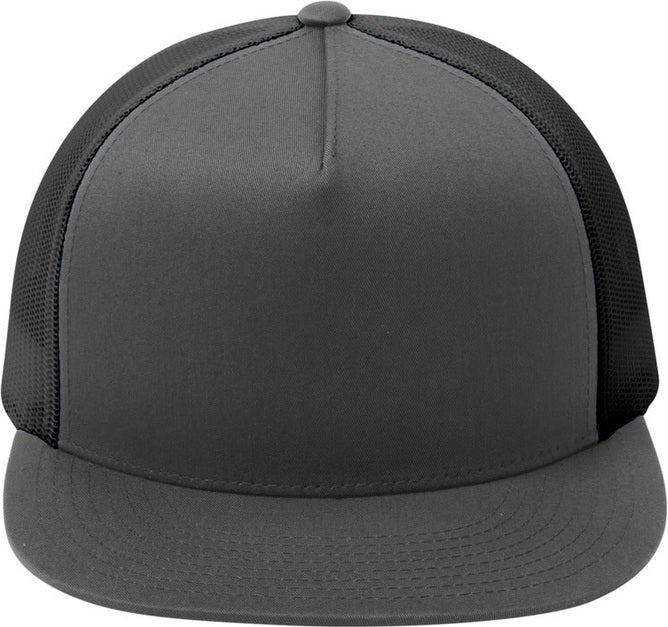 Front View of Graph Gy/Gr Gy Sport-Tek YP Classics 5-Panel Classic Trucker Mesh Back Cap. STC38