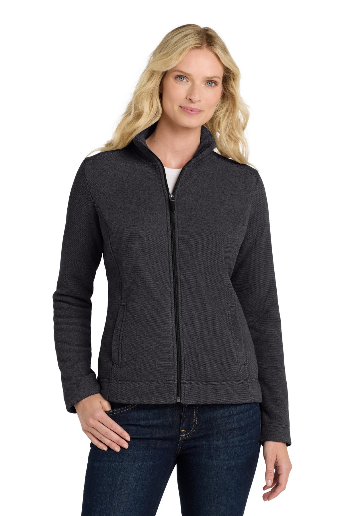 Front View of Graph/Dp Black Port Authority Women's Ultra Warm Brushed Fleece Jacket. L211