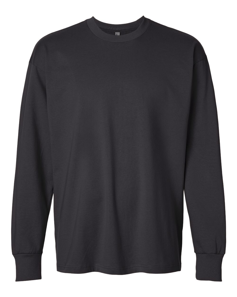 Front View of Graphite Black Heavyweight Long Sleeve T-Shirt - 7211