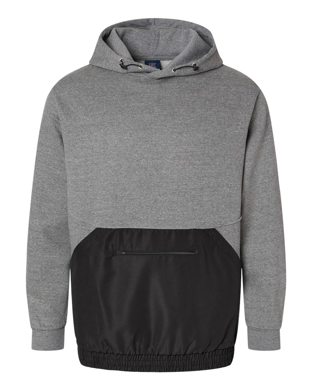 Front View of Graphite/ Black Mixed Media Hooded Sweatshirt - 23112