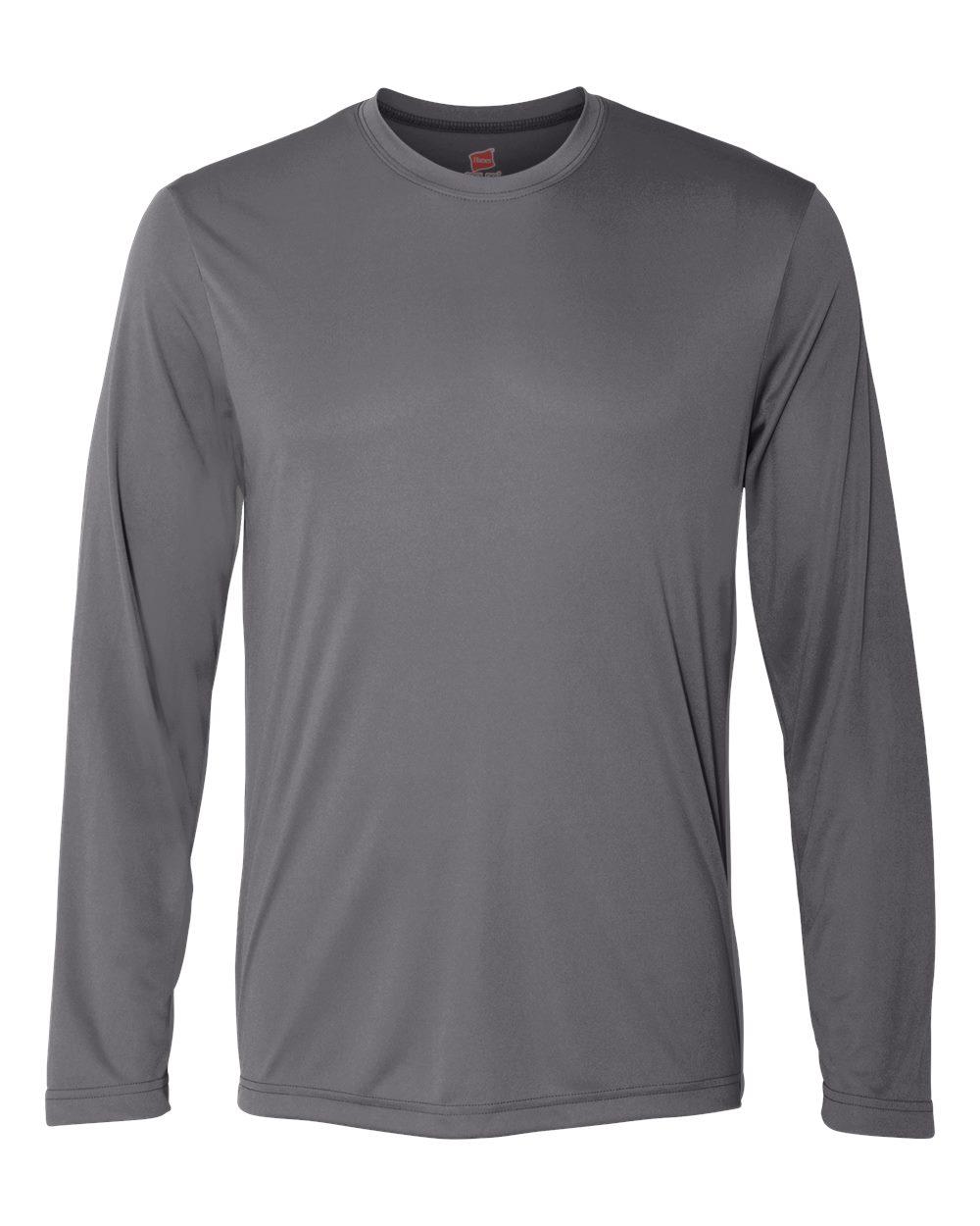 Front View of Graphite Cool DRI® Long Sleeve Performance T-Shirt - 482L