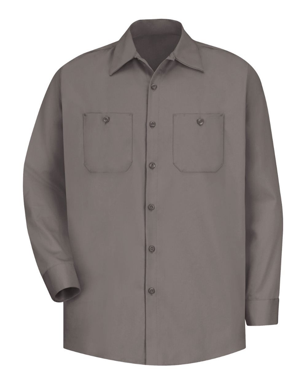 Front View of Graphite Cotton Long Sleeve Uniform Shirt - SC30