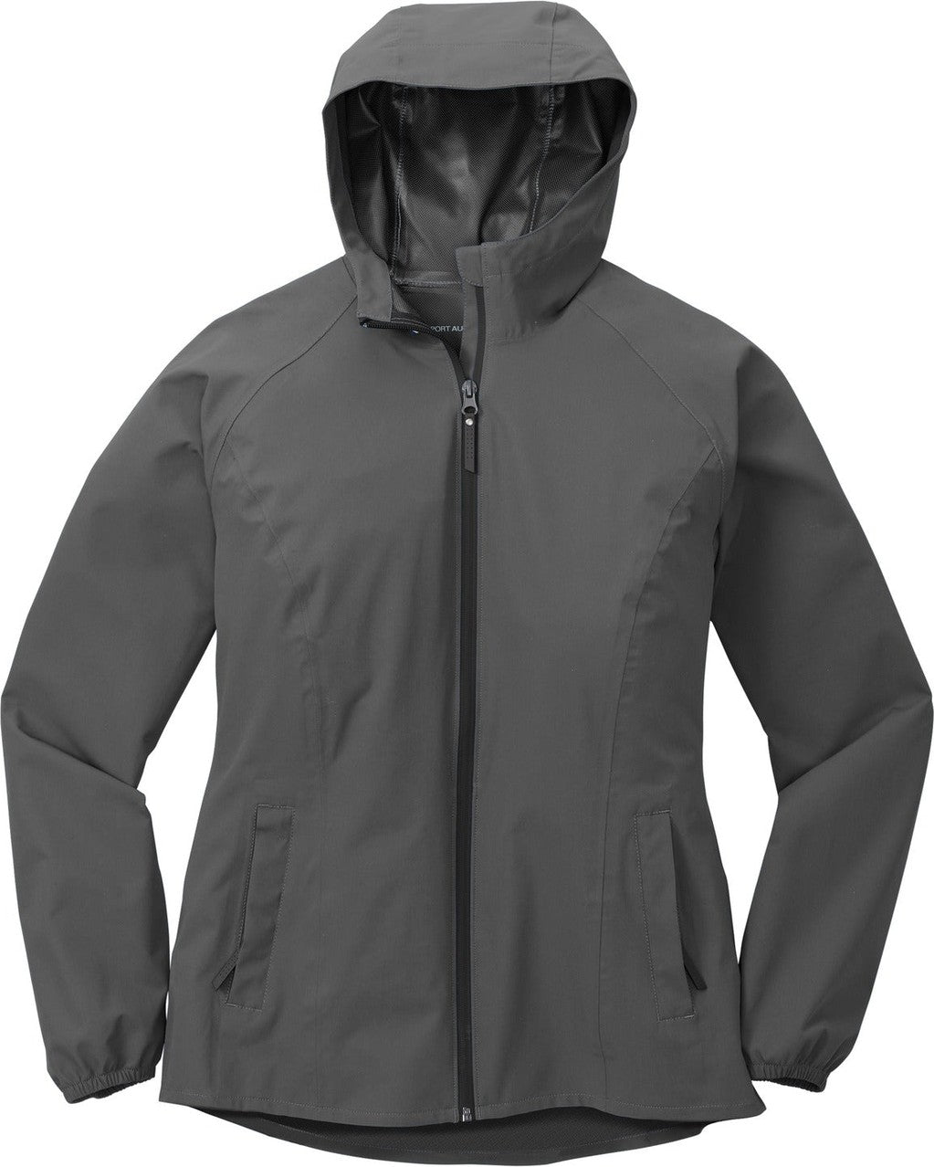 Front View of Graphite Grey Port Authority Women's Essential Rain Jacket L407