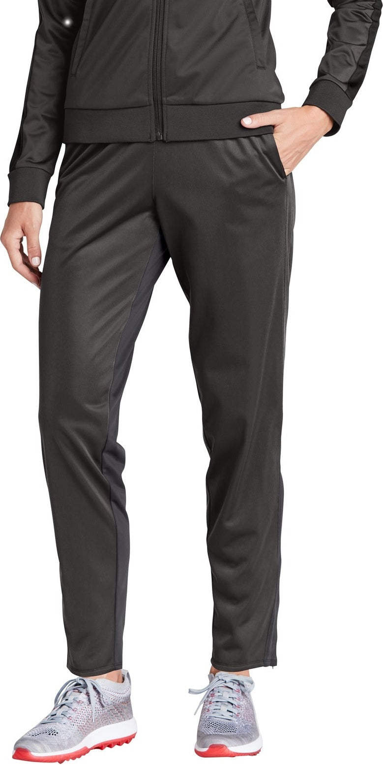 Front View of Graphite Grey Sport-Tek Women's Tricot Track Jogger. LPST95