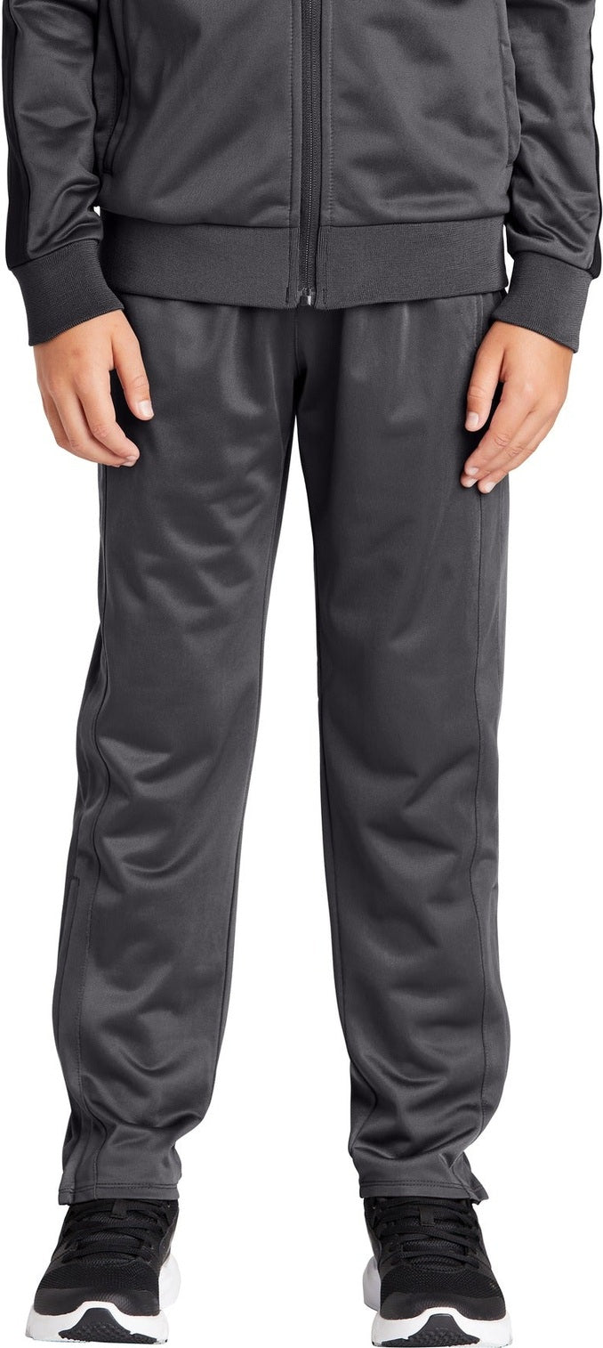 Front View of Graphite Grey Sport-Tek Youth Tricot Track Jogger. YPST95