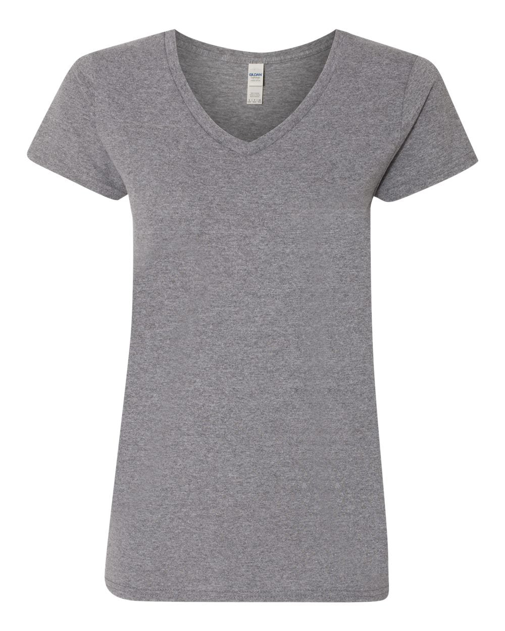 Front View of Graphite Heather Heavy Cotton™ Women’s V-Neck T-Shirt - 5V00L