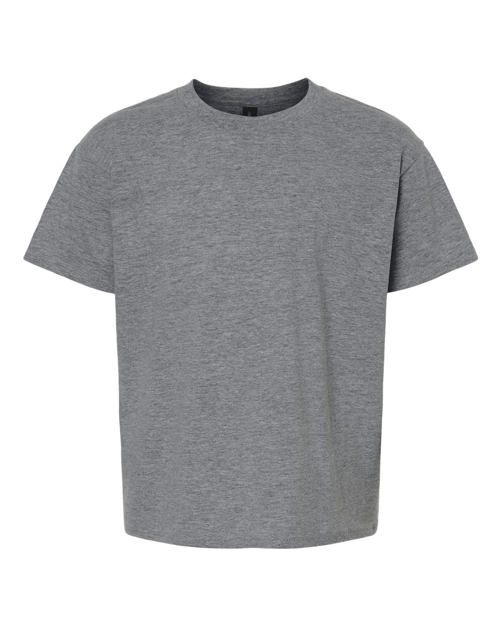 Front View of Graphite Heather Light Cotton Youth T-Shirt - 3000B