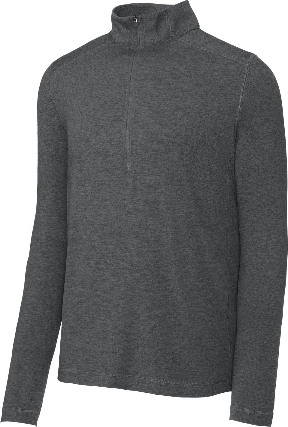 Front View of Graphite Hthr Sport-Tek Exchange 1.5 Long Sleeve 1/2-Zip ST711