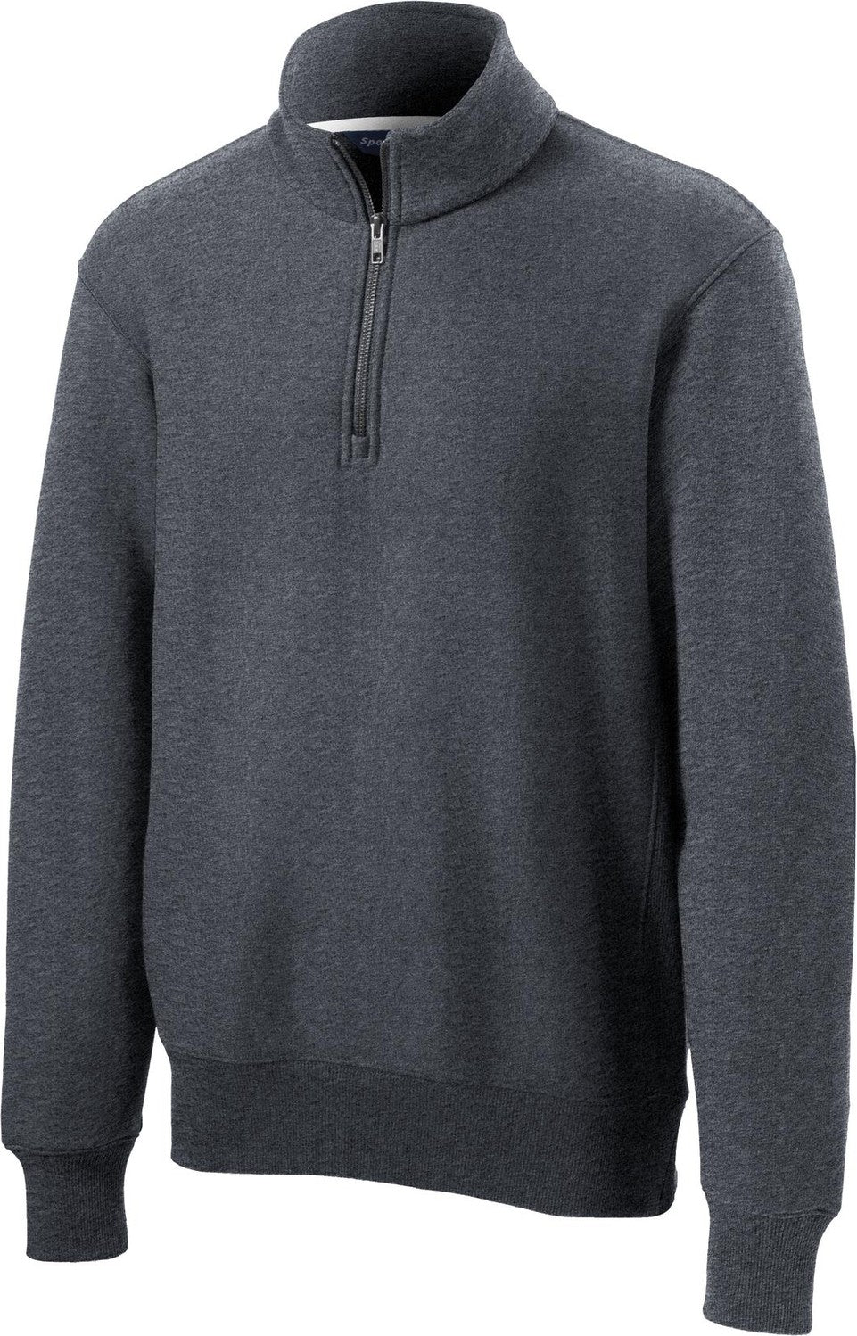 Front View of Graphite Hthr Sport-Tek Super Heavyweight 1/4-Zip Pullover Sweatshirt. ST283