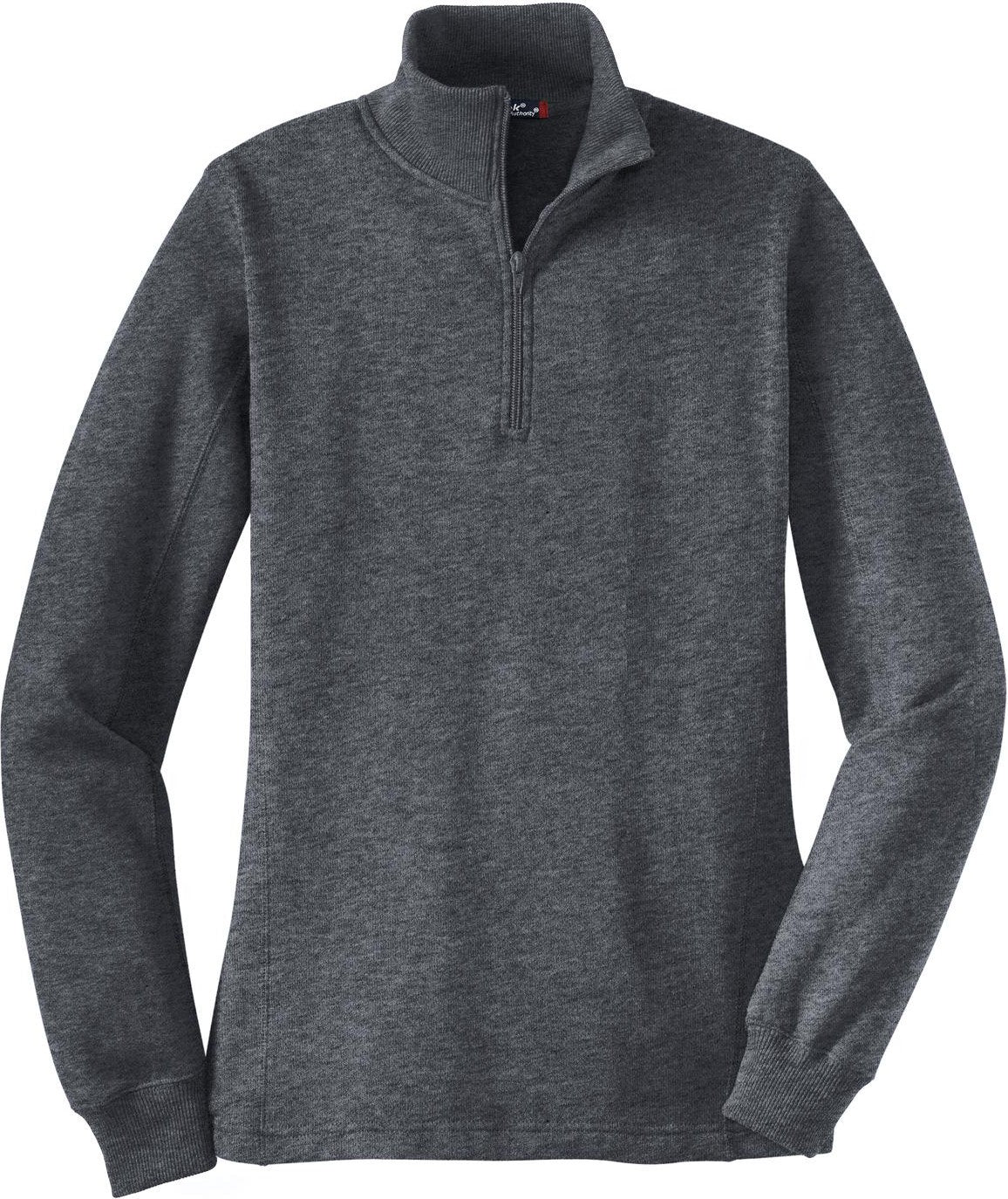 Front View of Graphite Hthr Sport-Tek Women's 1/4-Zip Sweatshirt. LST253