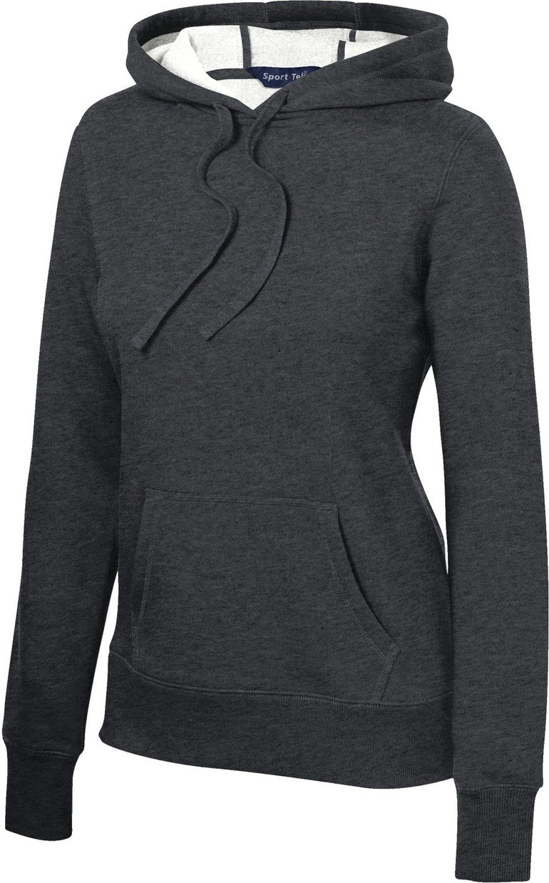 Front View of Graphite Hthr Sport-Tek Women's Pullover Hooded Sweatshirt. LST254