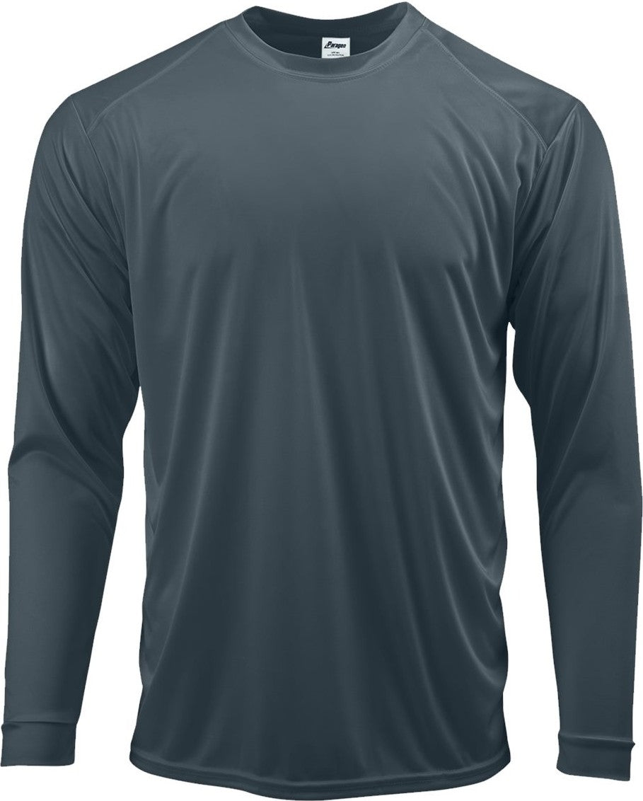 Front View of Graphite Long Islander Performance Long Sleeve T-Shirt - 210