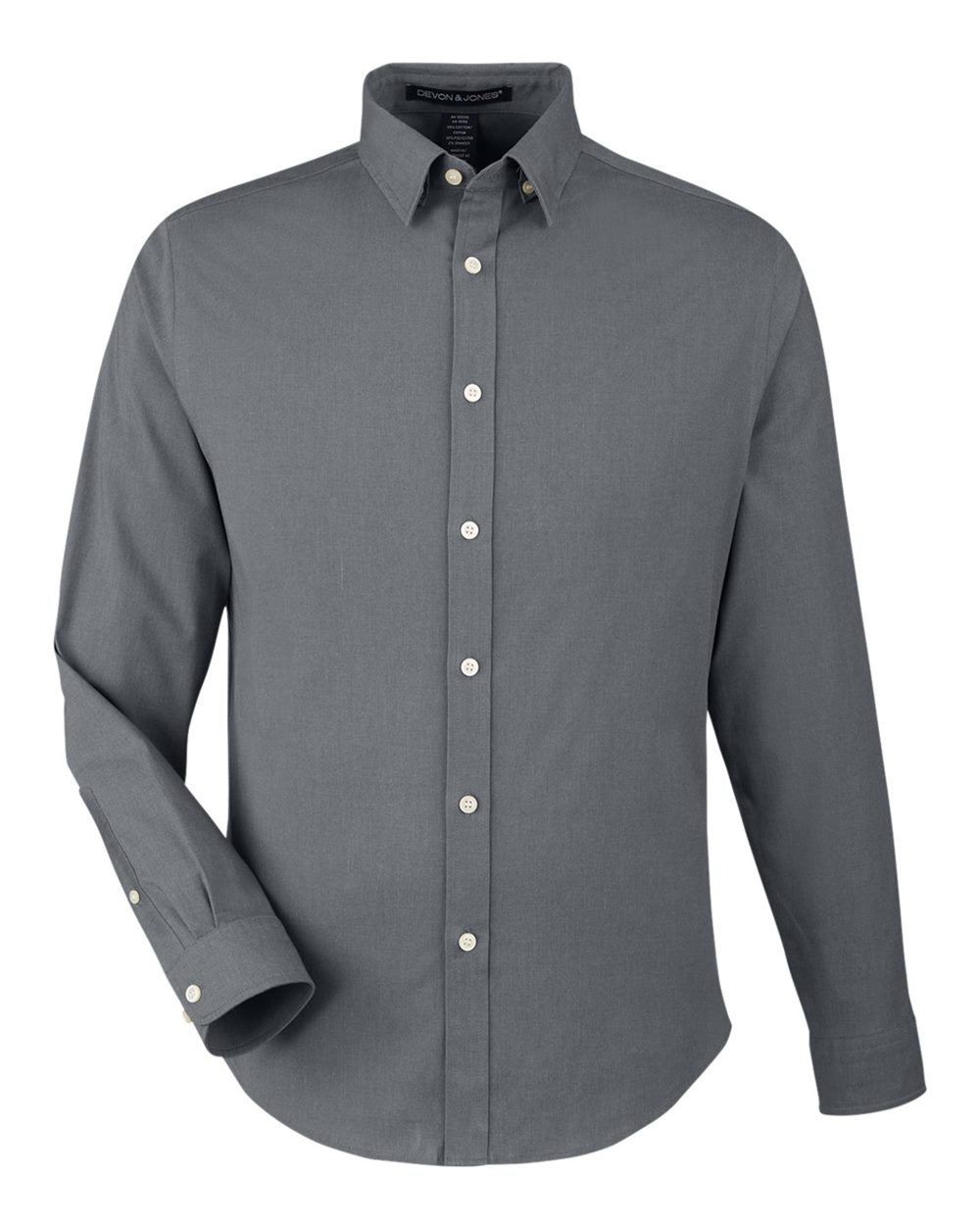 Front View of Graphite Melange Men's CrownLux Performance® Spencer Poplin Dress Shirt - DG505