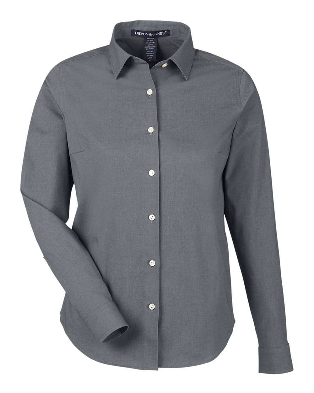 Front View of Graphite Melange Women's CrownLux Performance® Spencer Poplin Dress Shirt - DG505W