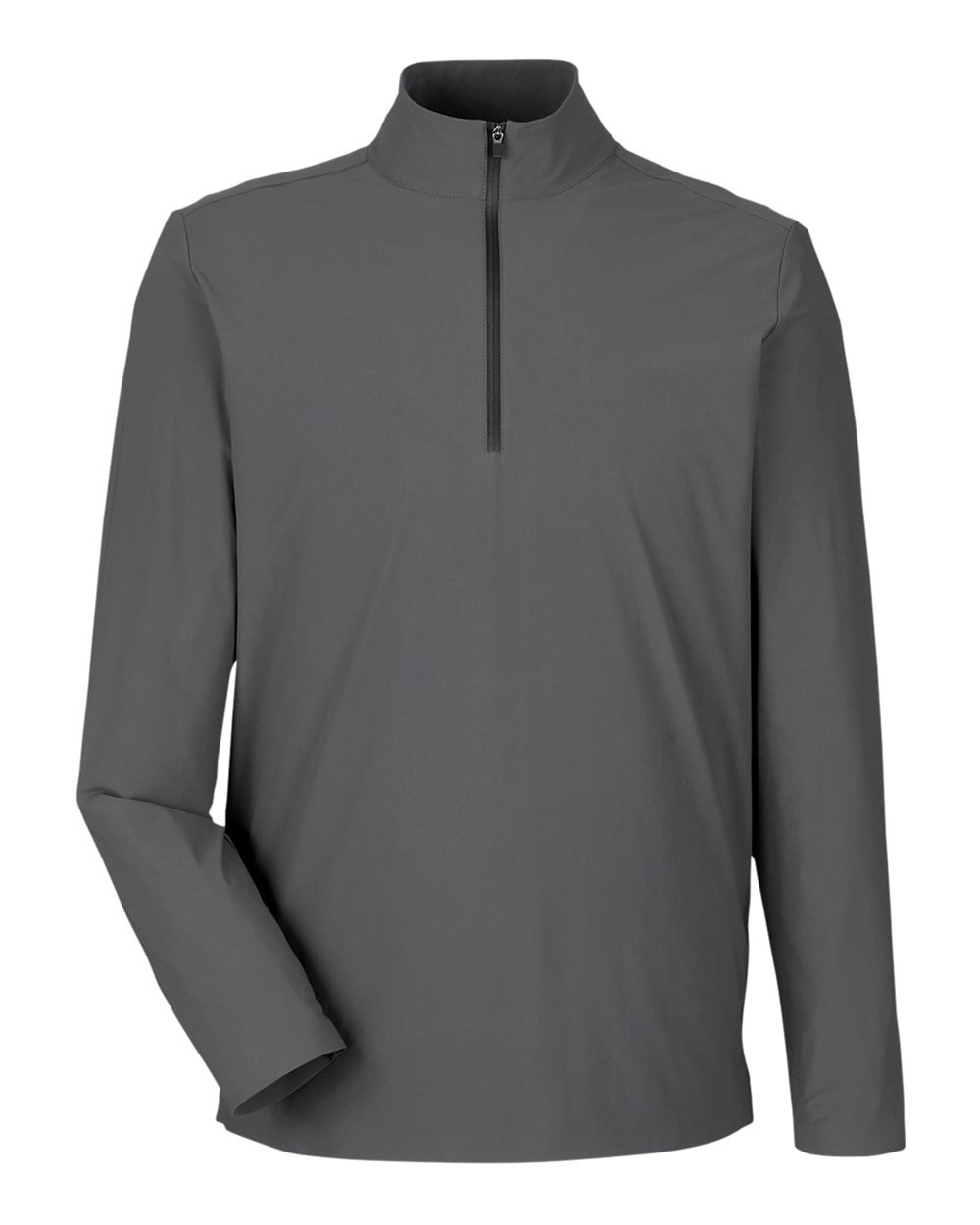 Front View of Graphite Men's CrownLux Performance® Windsor Welded Quarter-Zip Pullover - DG410