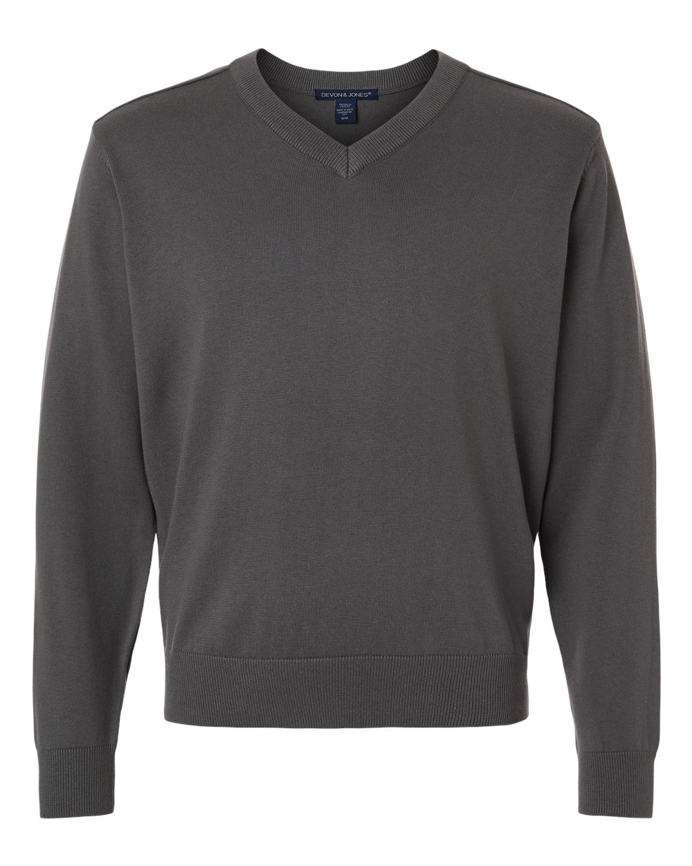 Front View of Graphite Men's New Classic V-Neck Sweater - DG445