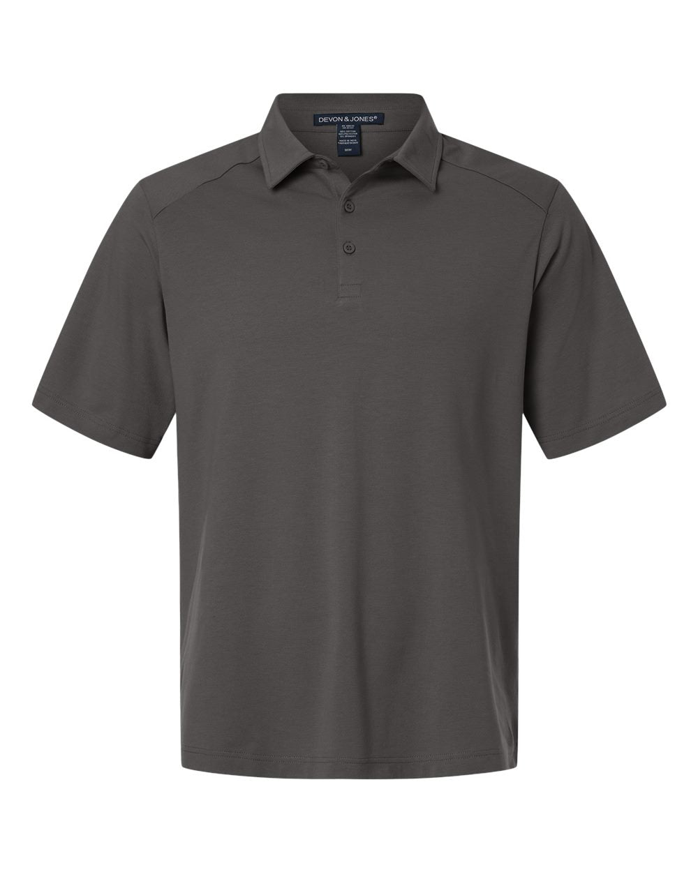 Front View of Graphite Men's Seaton Pebble Textured Polo - DG102 plain