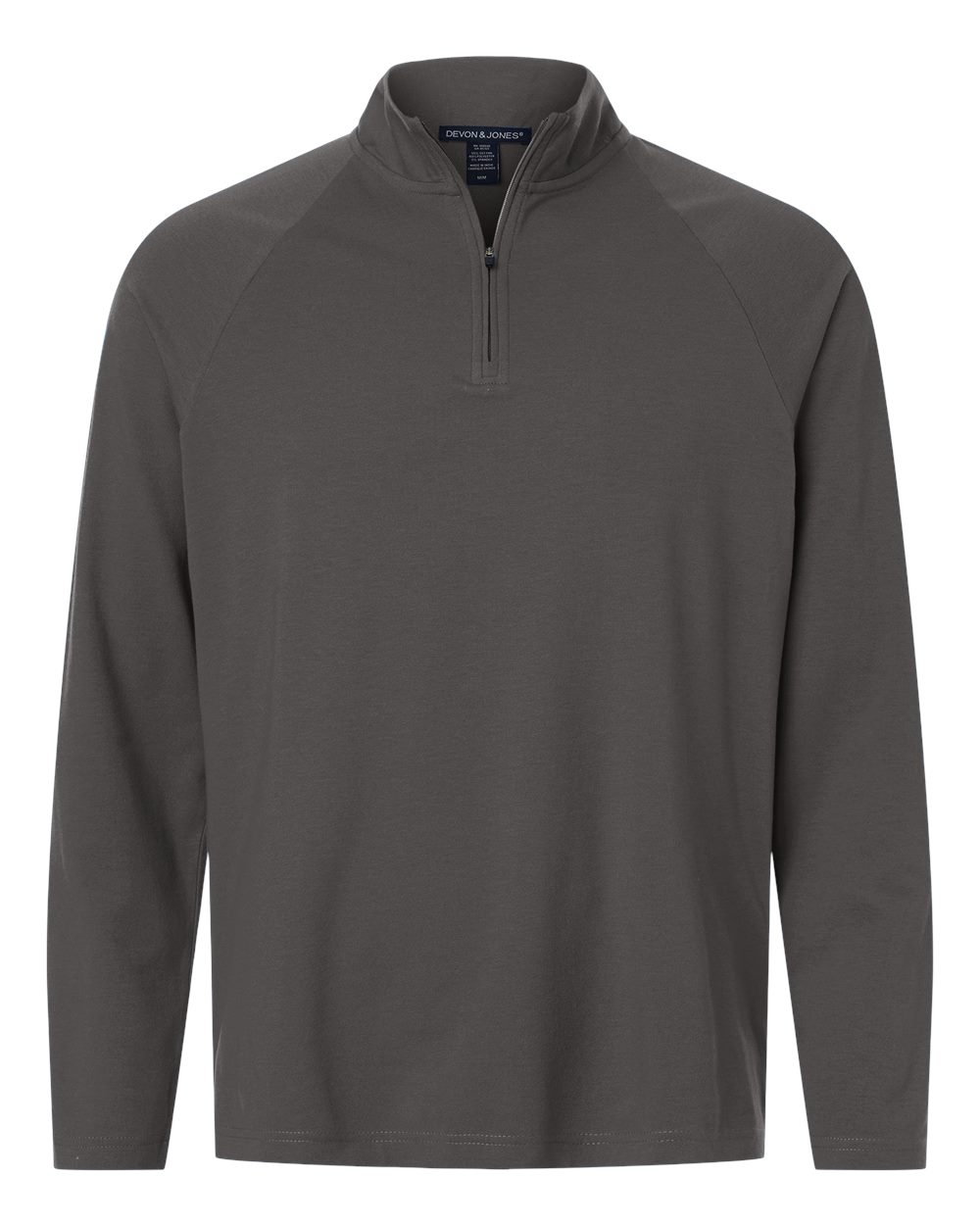 Front View of Graphite Men's Seaton Pebble Textured Quarter-Zip Pullover - DG402 plain