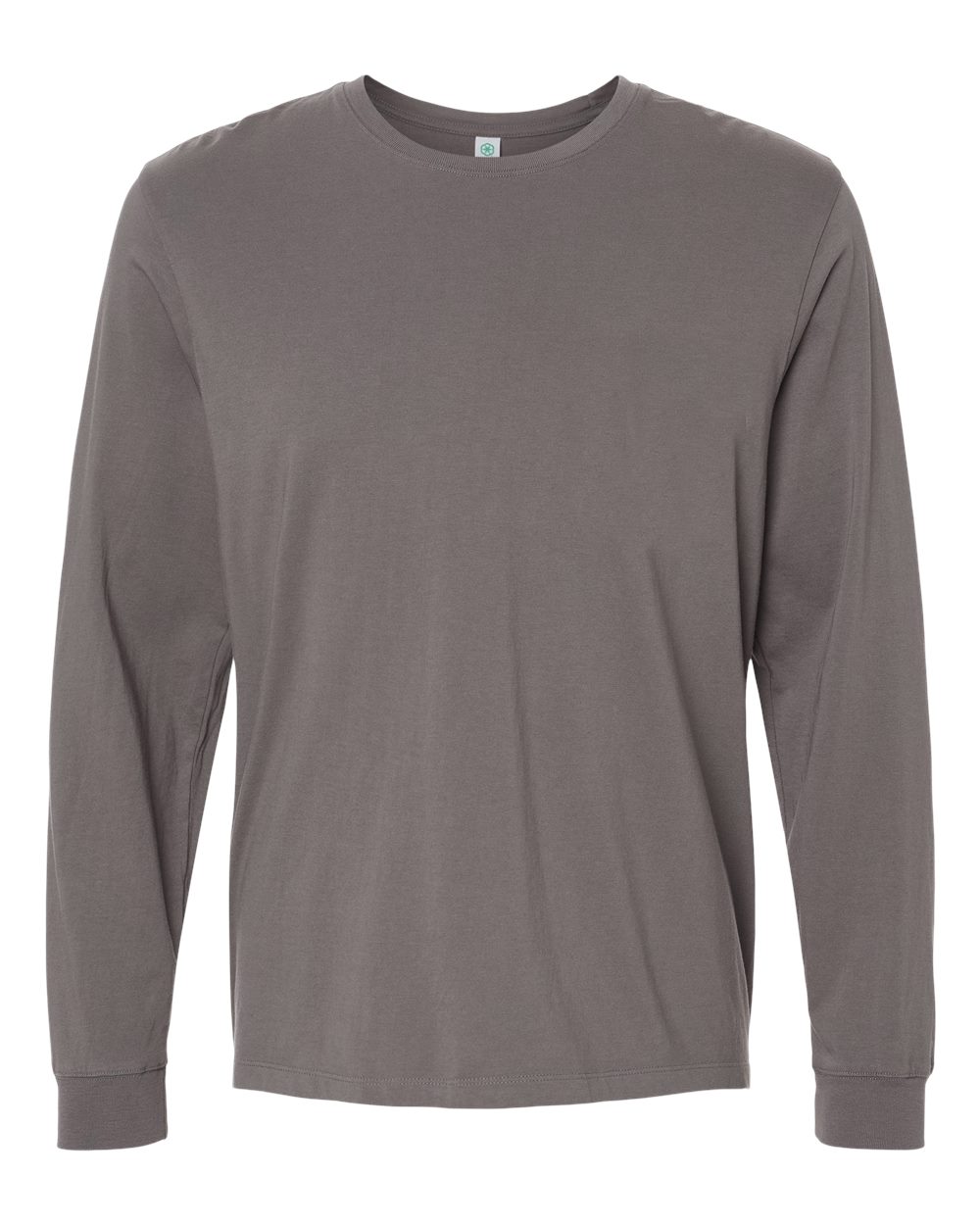 Front View of Graphite Organic Long Sleeve T-Shirt - 420